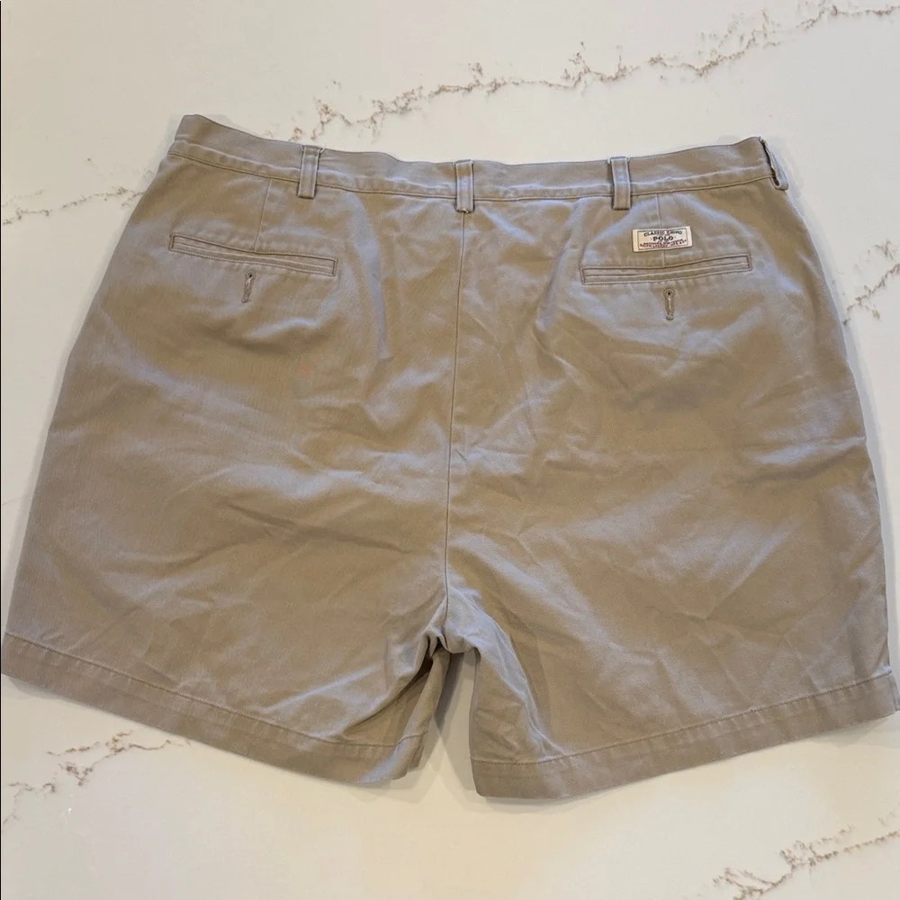 Polo by Ralph Lauren Men's Beige Flat Front Andrew Shorts Size 42